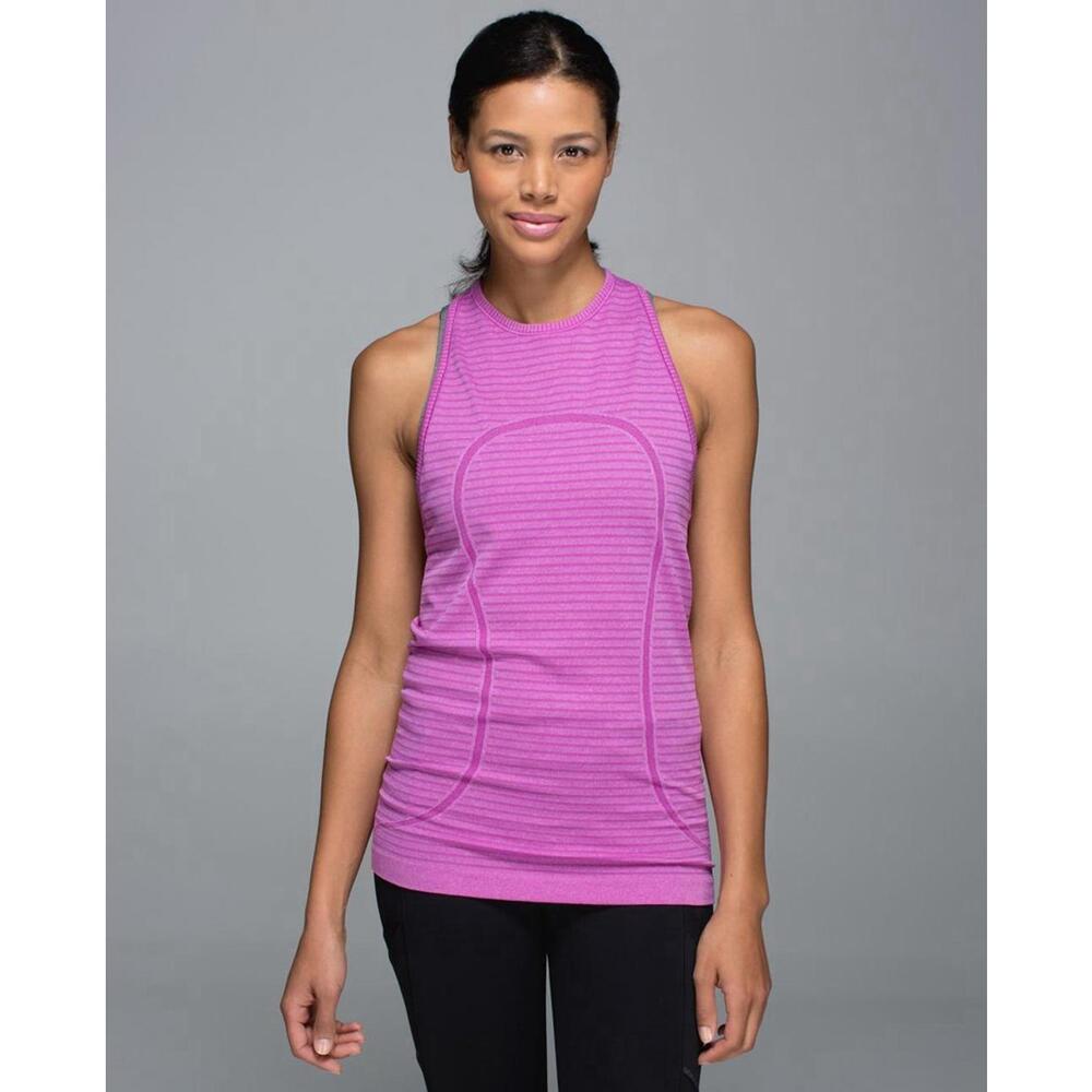 Lululemon Tank Top Women 4 Heather Pink Lightweight Stretch Performance Athletic